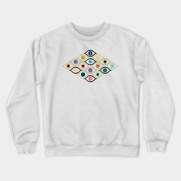 All Eyes Are On You - colourful abstract eyes on cream Crewneck Sweatshirt by misentangled